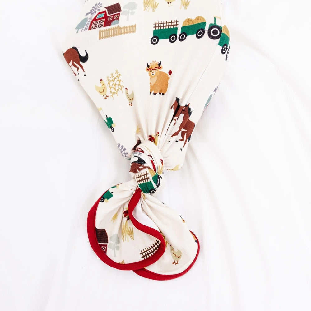 Emerson And Friends On the Farm Bamboo Gown and Hat Newborn Baby Gift Set Red And Multi