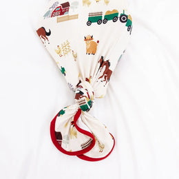 Emerson And Friends On the Farm Bamboo Gown and Hat Newborn Baby Gift Set Red And Multi