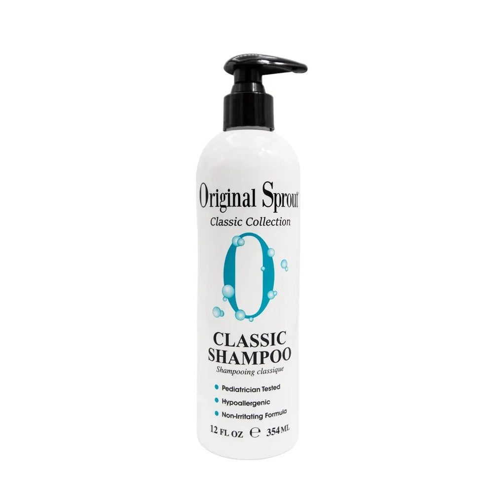Original Sprout Classic Shampoo bottle with pump for easy dispensing; pediatrician-tested, hypoallergenic.