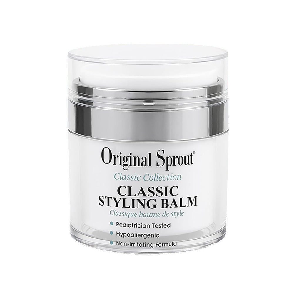 Original Sprout Classic Styling Balm in White Jar with Chrome Band and Clear Lid