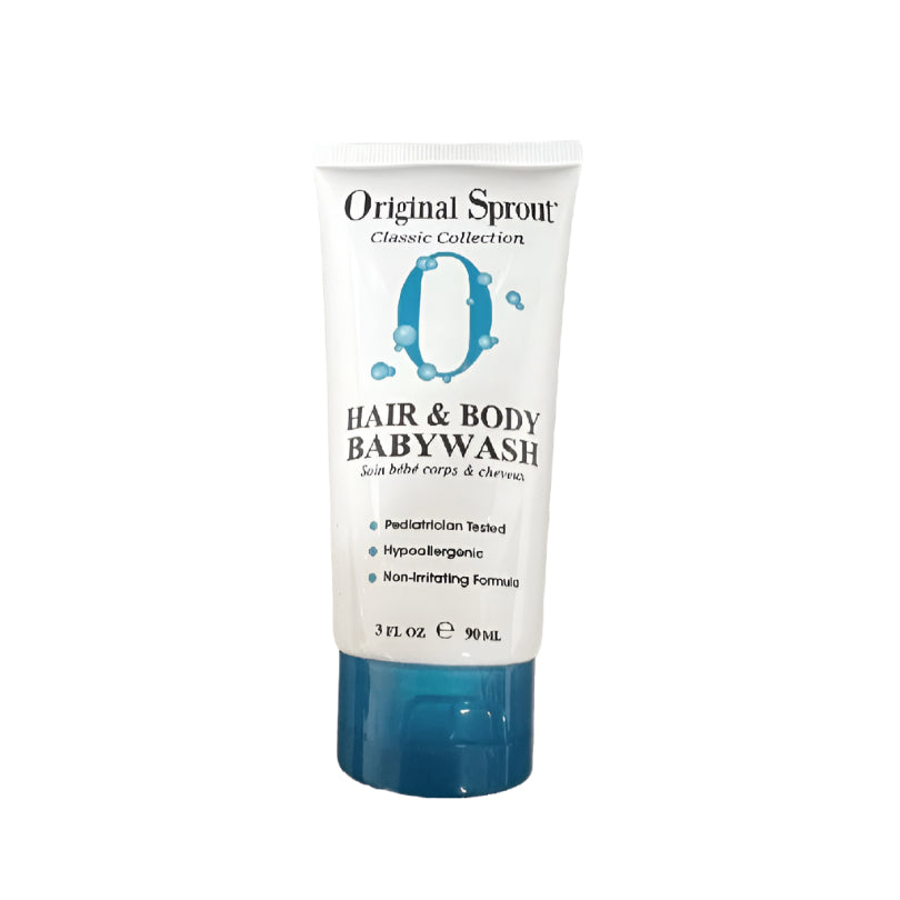 Original Sprout Hair & Body Baby Wash tube with blue cap, 3 oz, hypoallergenic formula