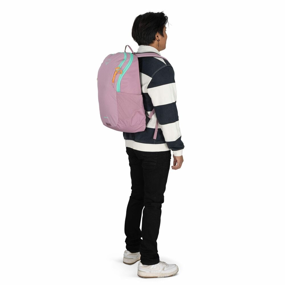 Osprey Astronova Campus Backpack - Iris Pink lifestyle view 2