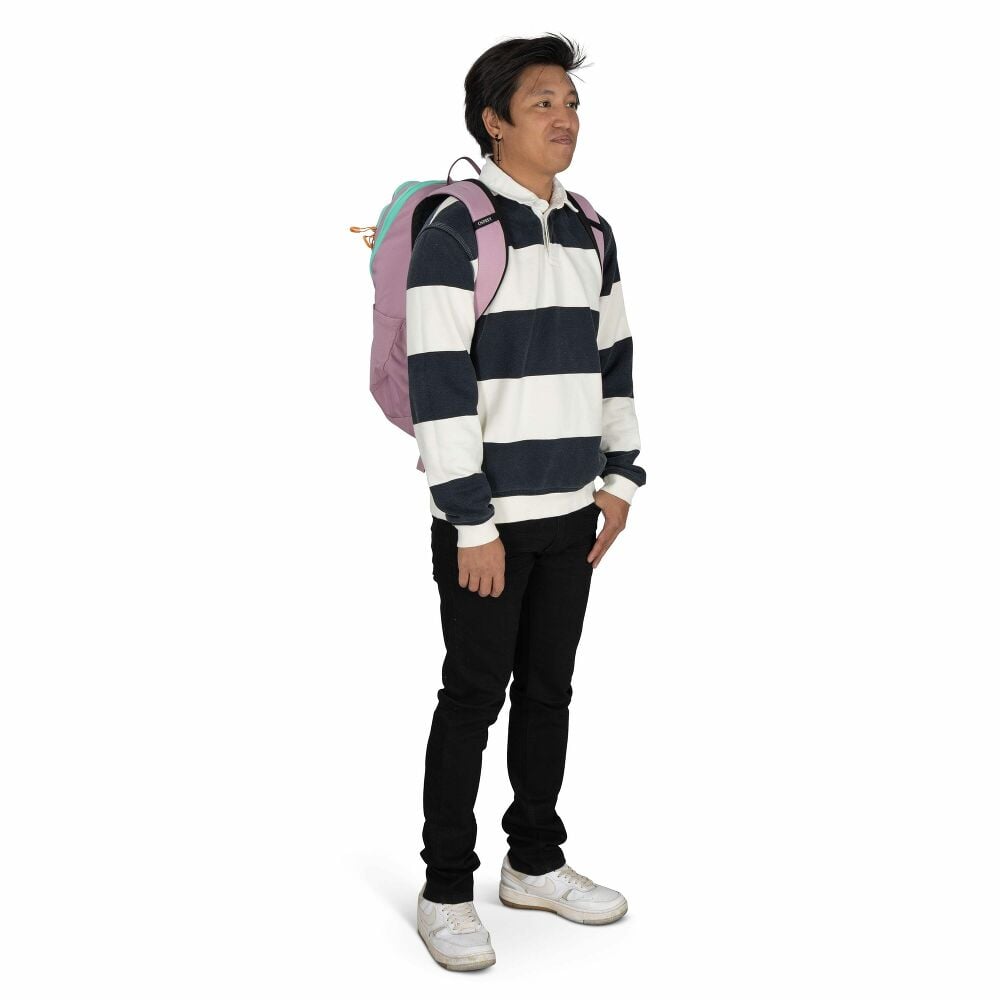 Osprey Astronova Campus Backpack - Iris Pink lifestyle view 1