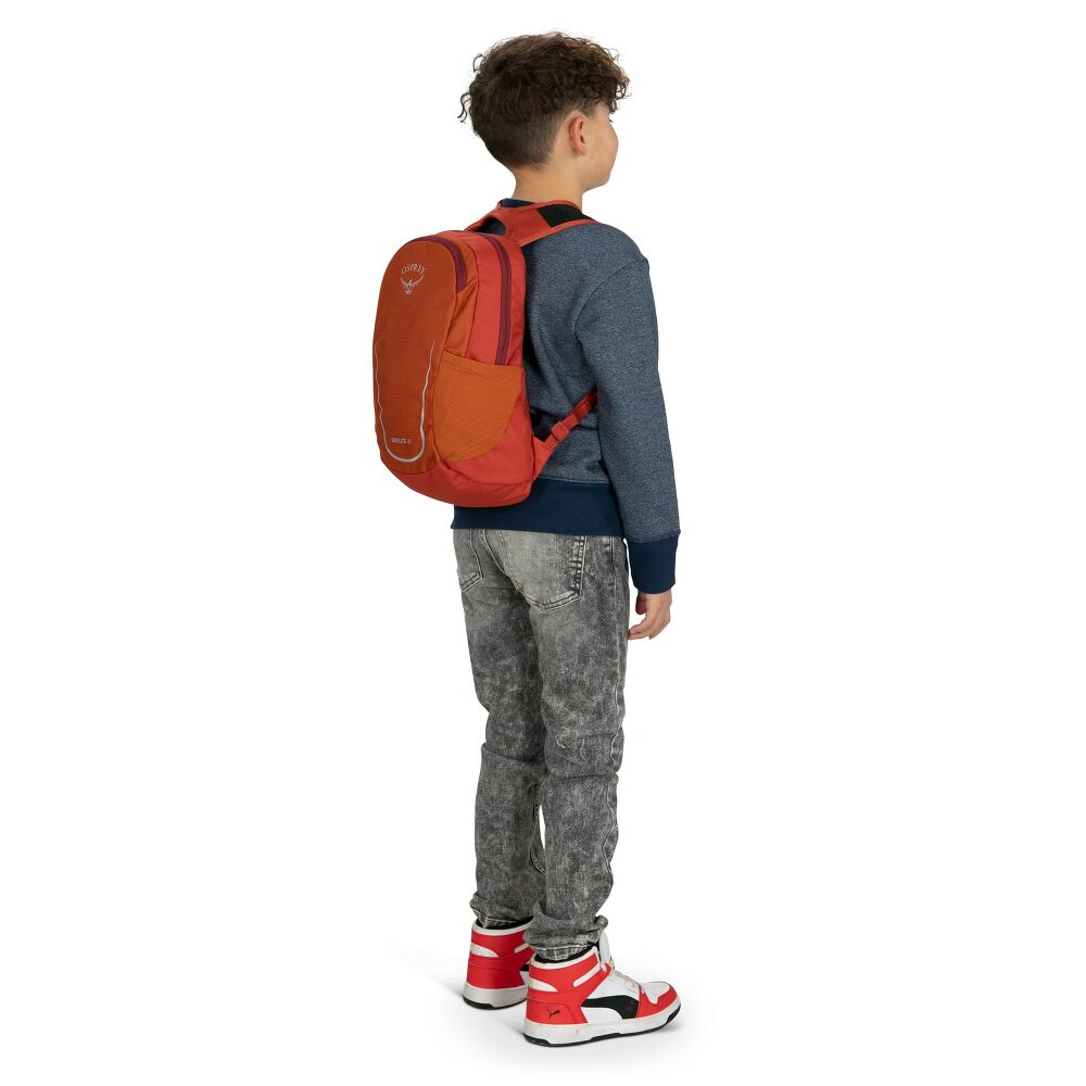 Osprey Daylite Junior Kids Backpack - Orange Dawn/Bazan lifestyle view 7