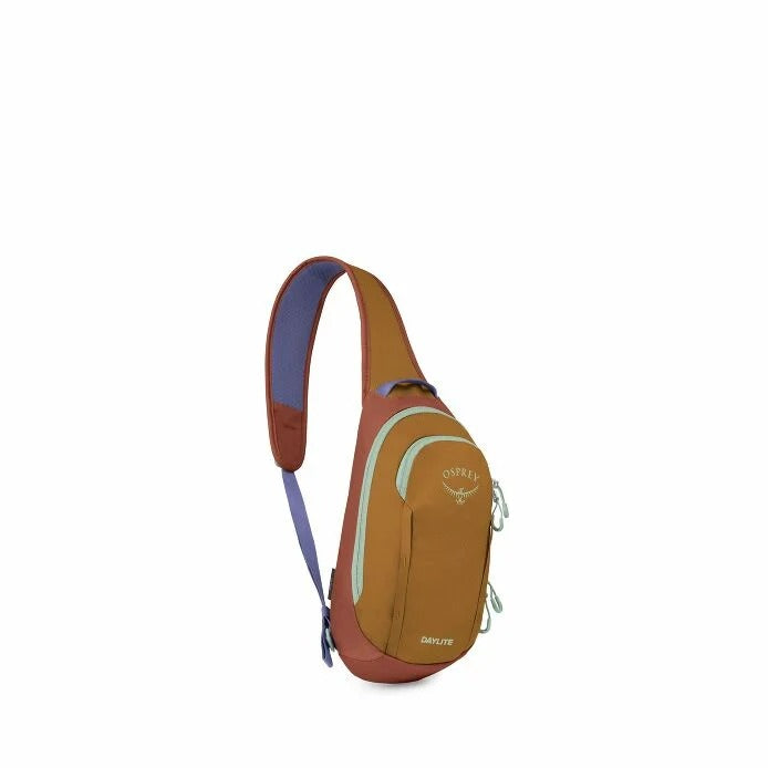 Osprey Daylite Sling Bag front angled view with multiple zippered compartments