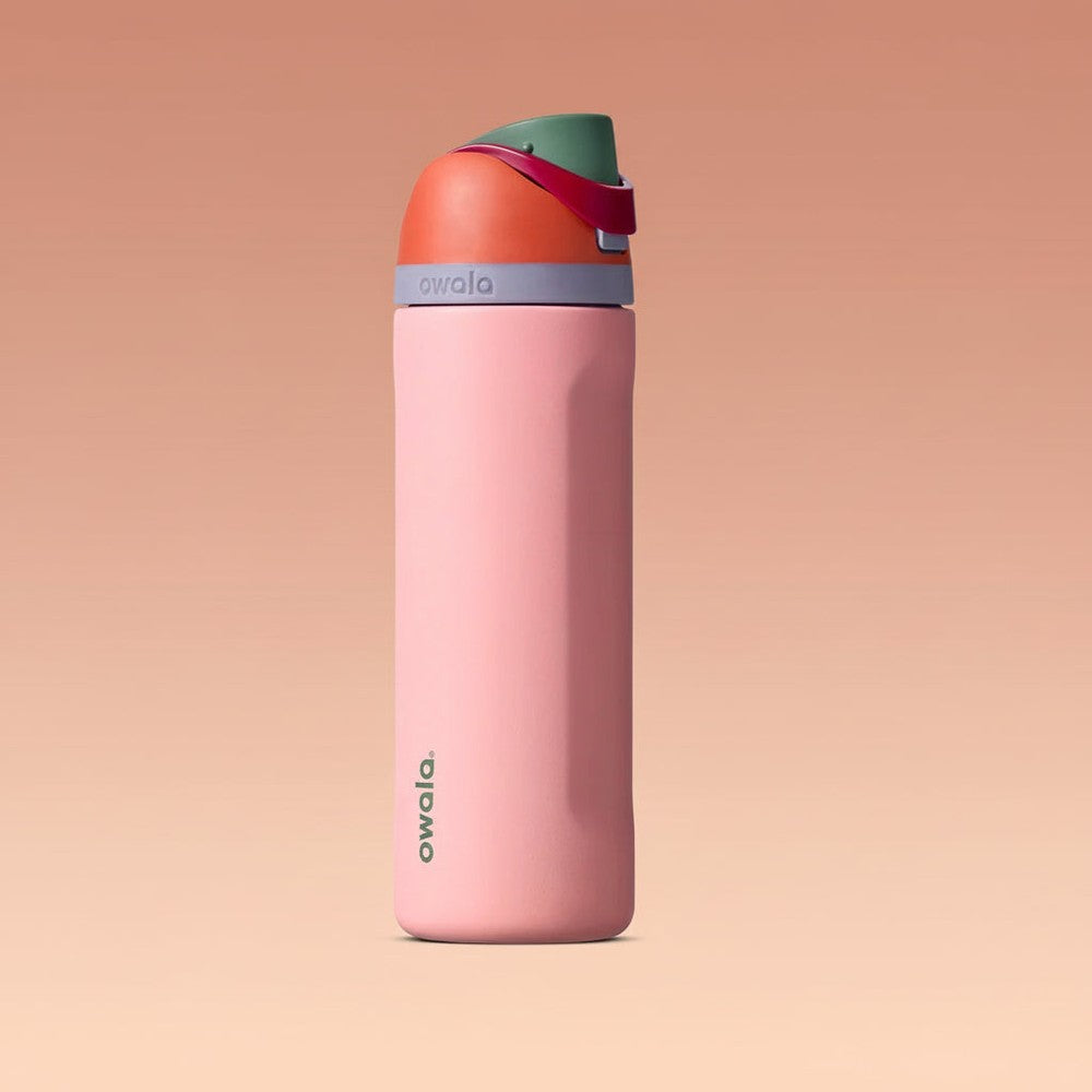 OWALA Owala FreeSip 24 oz Stainless Steel Water Bottle flip-top spout with multi-colored cap and protective cover img 1/57