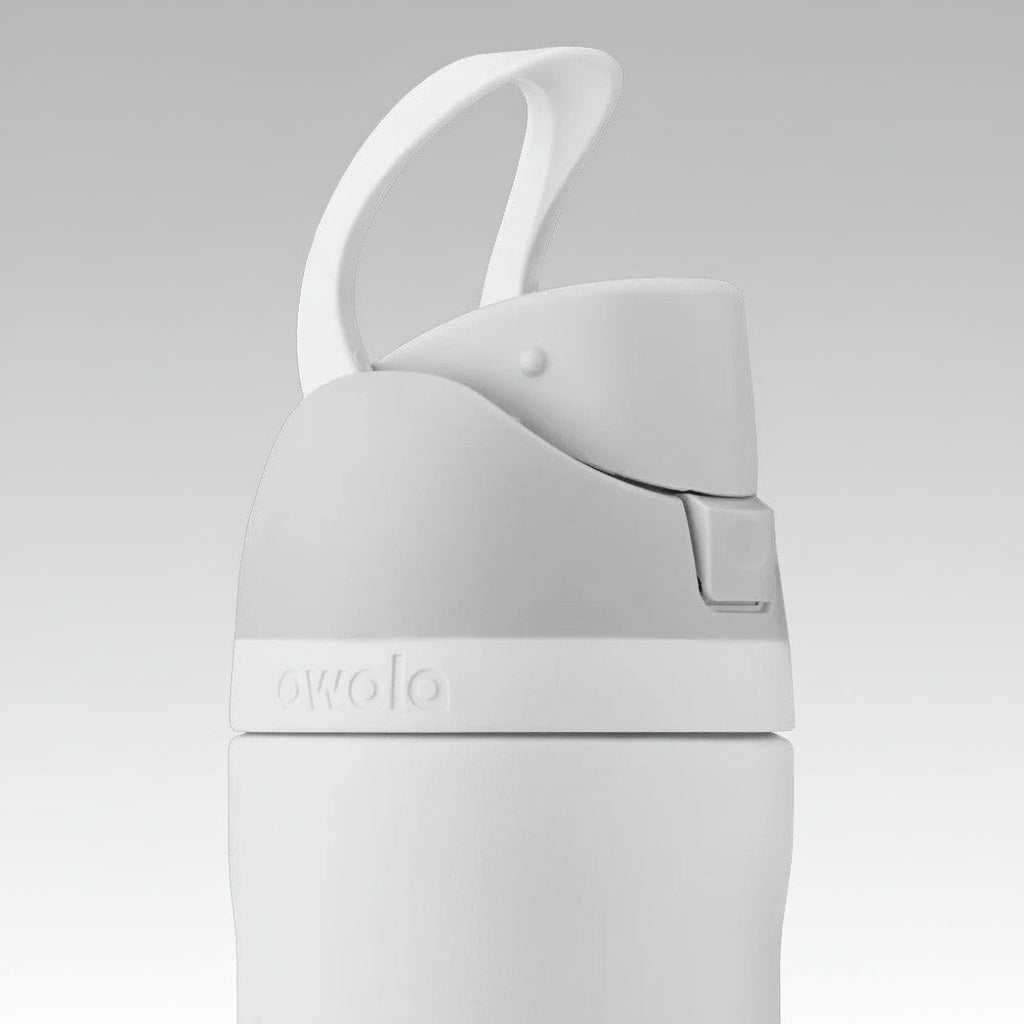 White water bottle with a lid on a white background