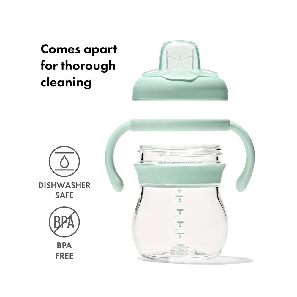 OXO Tot Transitions Sippy Cup with mint-green removable handles, 6 oz, BPA free