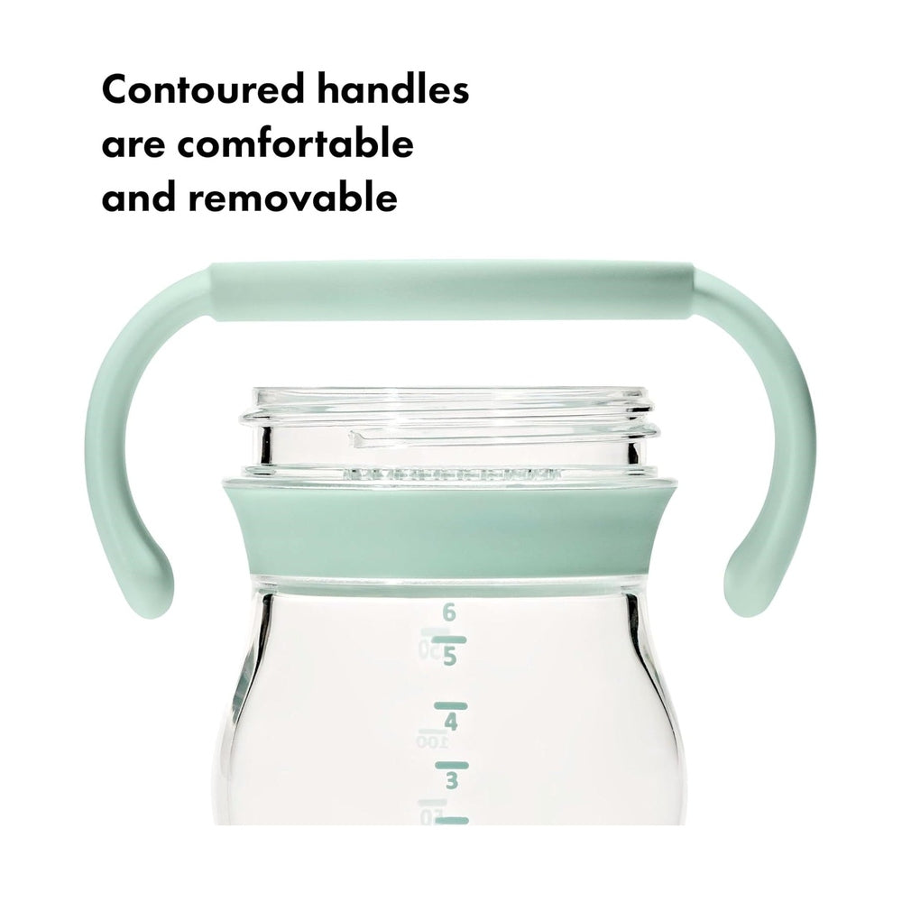Oxo Tot Transitions soft spout sippy cup with removable mint-green handles, 6 oz