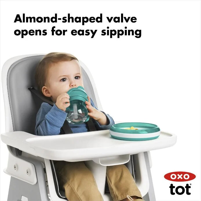 OXO Tot Transitions 6 oz straw cup with removable handles for babies, feeding on the go