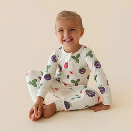 Parade Organic Signature Print 2-Way Zip Romper - Blackberries