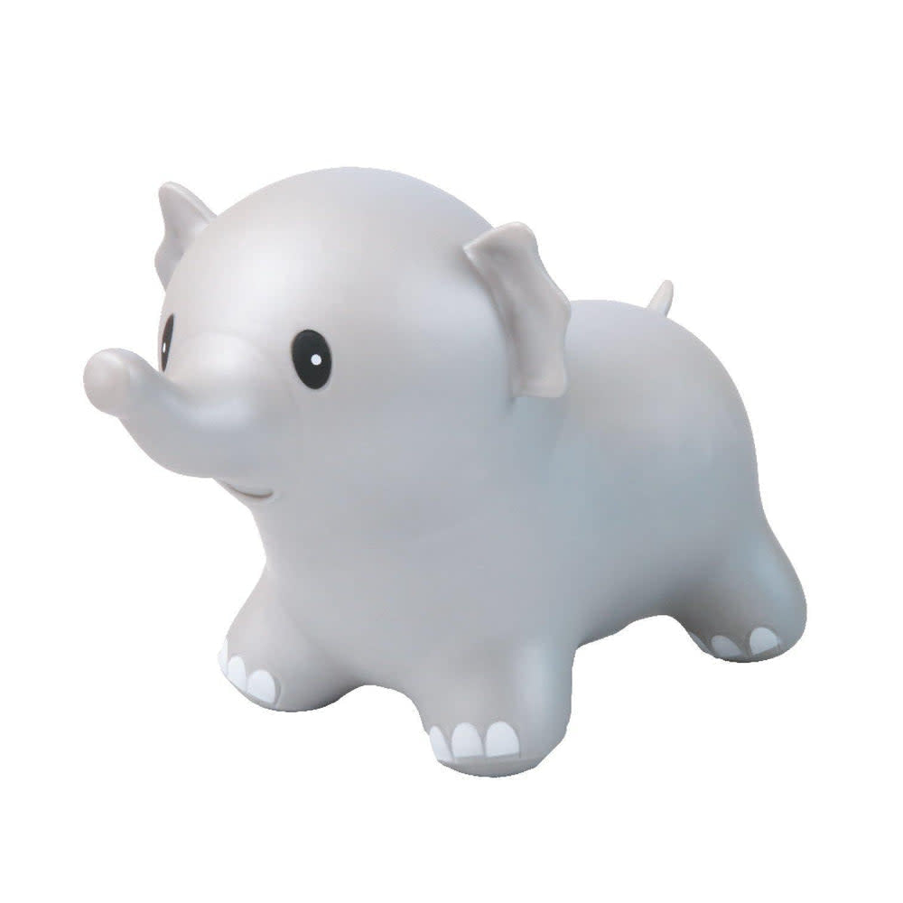 PBI Junior Jumping Toy Elephant ride-on toy, white plastic with black eyes