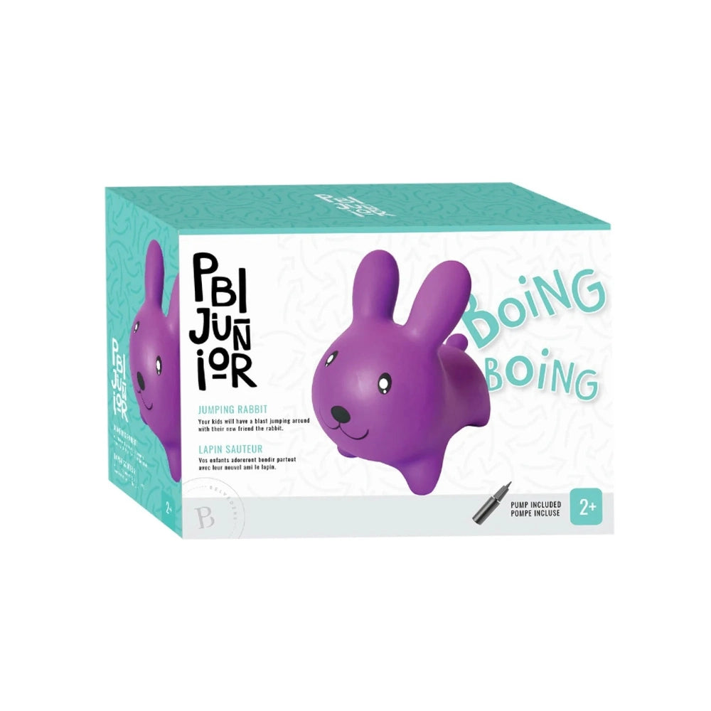 PBI Junior Jumping Rabbit riding toy, purple bouncing rabbit with pump included for ages 2+