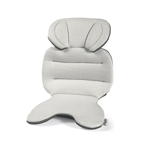 Peg Perego Baby Stage Pad in light gray with perforated cushions and headrest.