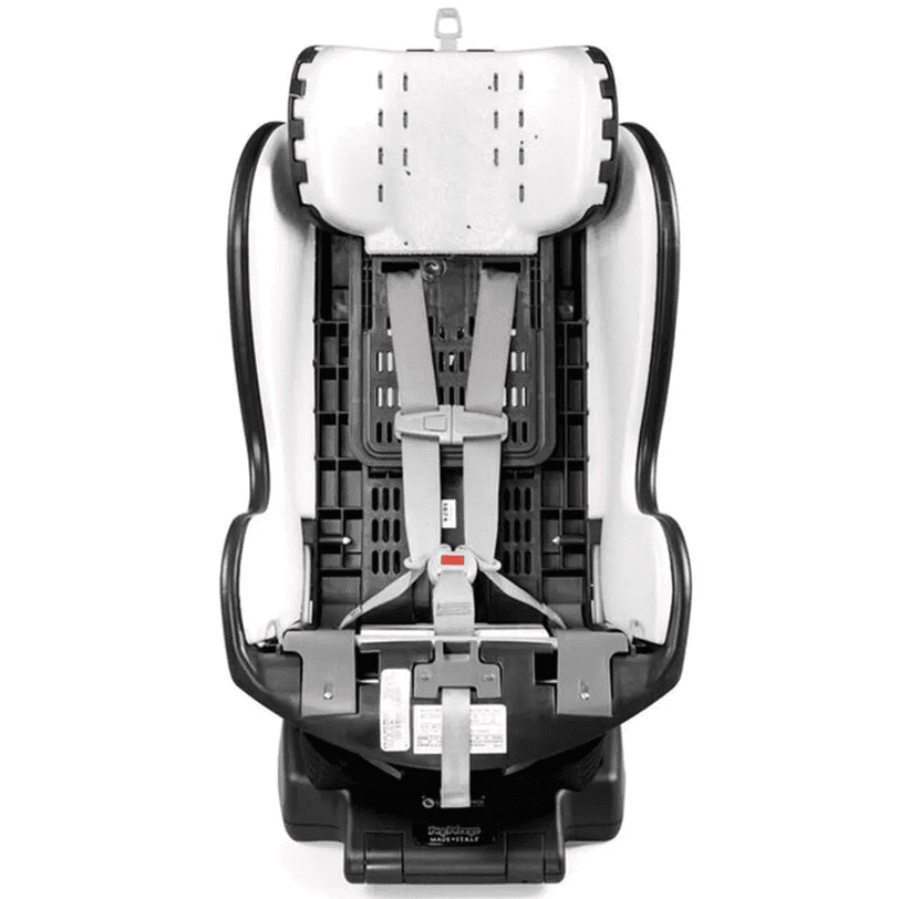 Peg Perego Primo Viaggio Convertible Car Seat Kinetic, rear view with gray 5-point harness.