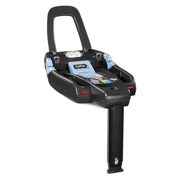 Peg Perego Primo Viaggio Lounge infant car seat on Vivace chassis travel system, black with blue accents.