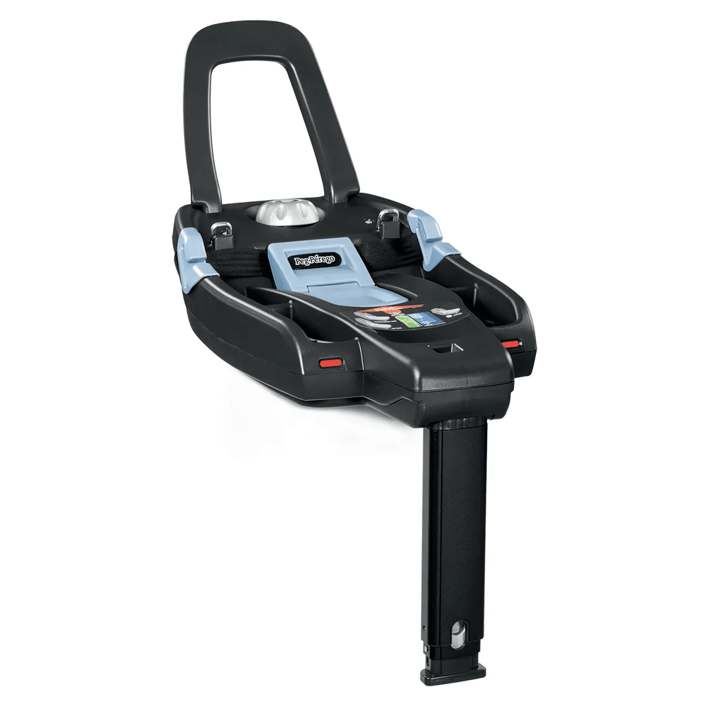 Peg Perego Primo Viaggio Urban Mobility infant car seat base in black with blue latches and adjustable support leg.