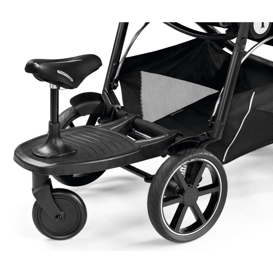 Peg Perego Ride with Me Board Veloce & Vivace mounted on a stroller with a wide black footboard for riding.