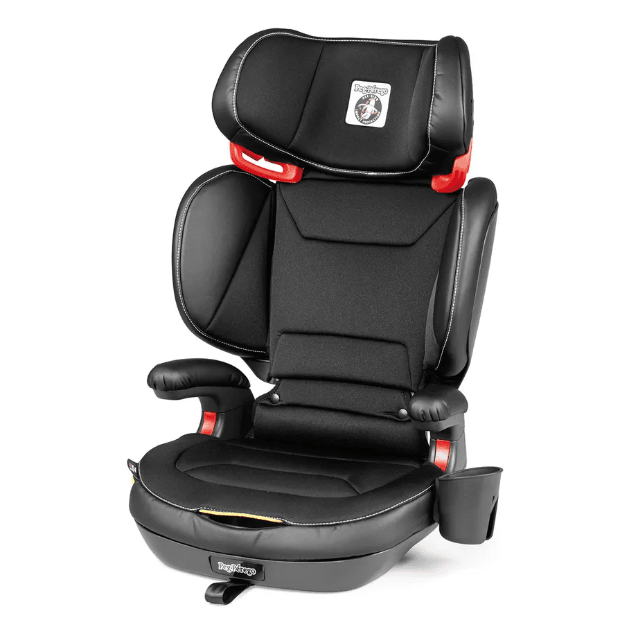 Peg Perego Viaggio Shuttle Plus 120 booster seat, black with side cup holder and red adjustment levers