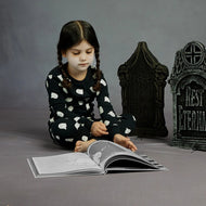 Petit Lem Ghosts Glow In The Dark Print On Black Pj Set