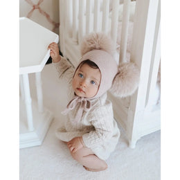 Petite Maison Kids Honeycomb Dusty Pink Cashmere Bonnet
