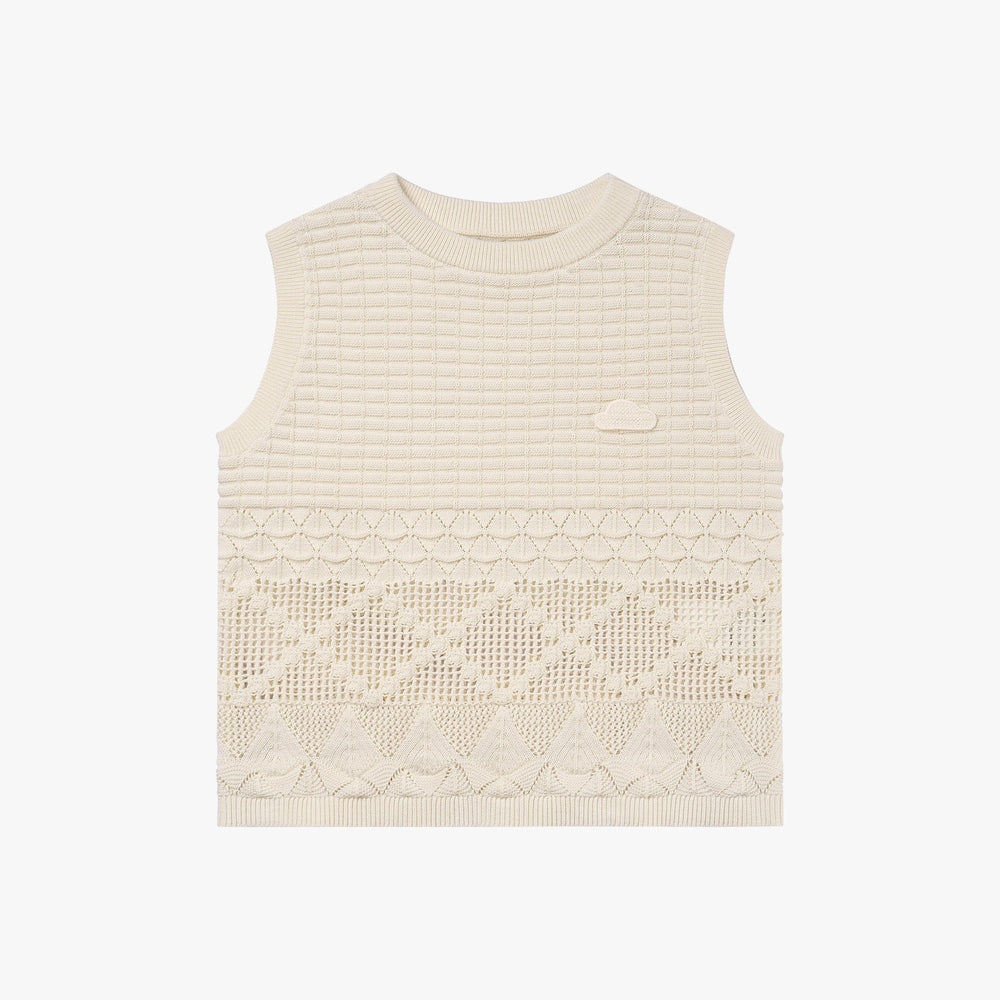 Beige knitted vest on a white background