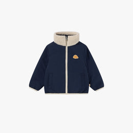 Petite Revery Cozy Crumbs Reversible Fleece Jacket - Blueberry