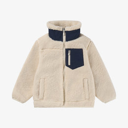 Petite Revery Cozy Crumbs Reversible Fleece Jacket - Blueberry