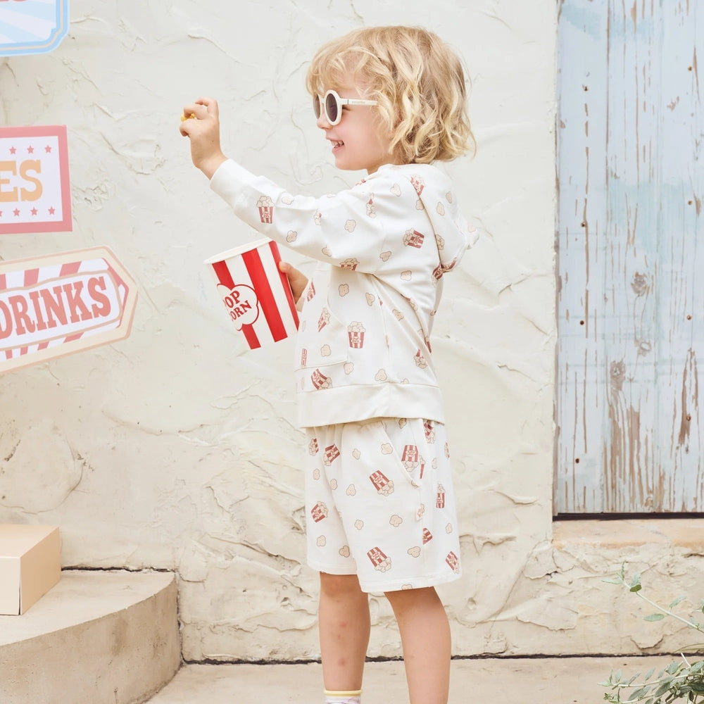 PETITE REVERY Petite Revery Hoodie - Showtime two-piece set with allover popcorn print and striped graphic img 3/6