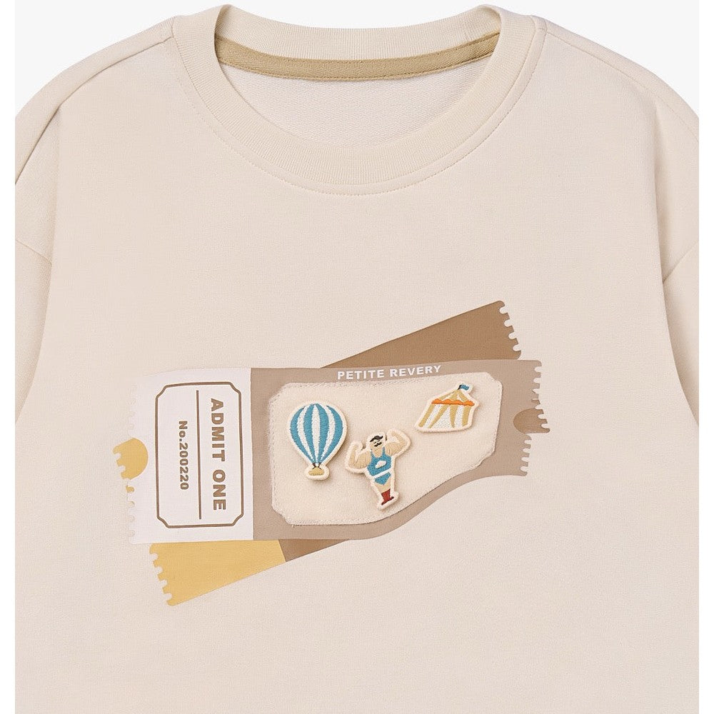 PETITE REVERY Petite Revery Long Sleeve Sweatshirt - Jet Stream Admission ticket and circus applique with hot air balloon img 5/6
