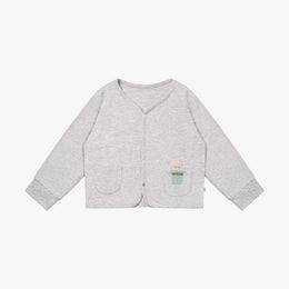 Petite Revery Bamboo Cotton Long Sleeves Cardigan - Fog Grey