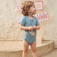 Petite Revery Onesie Meadow Green Popcorn Duck