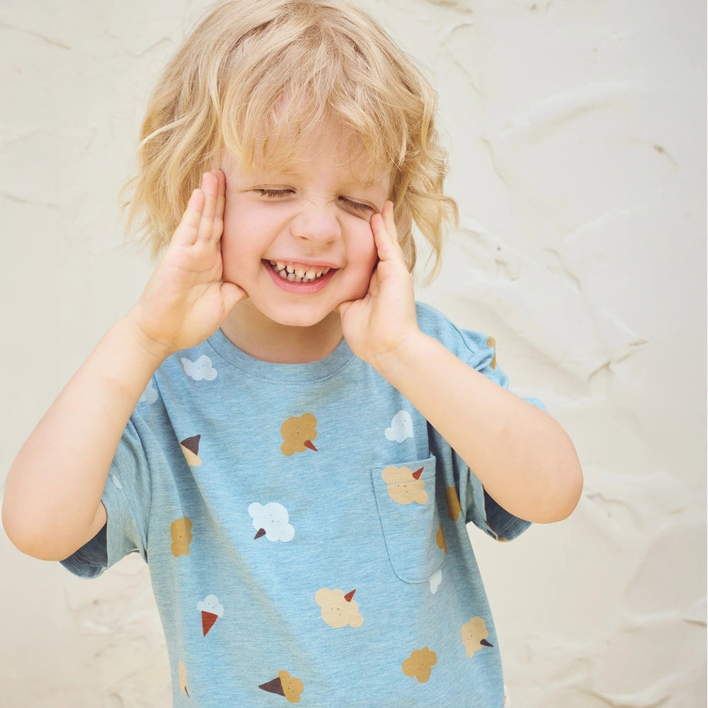 PETITE REVERY Petite Revery Oversize Tee Cloudy Cotton Candy ice cream cone print with chest pocket img 2/6