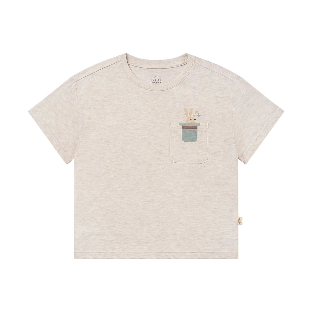 PETITE REVERY Petite Revery Oversize Tee Nimbus Cloud Chest pocket with bunny illustration peeking out img 4/6