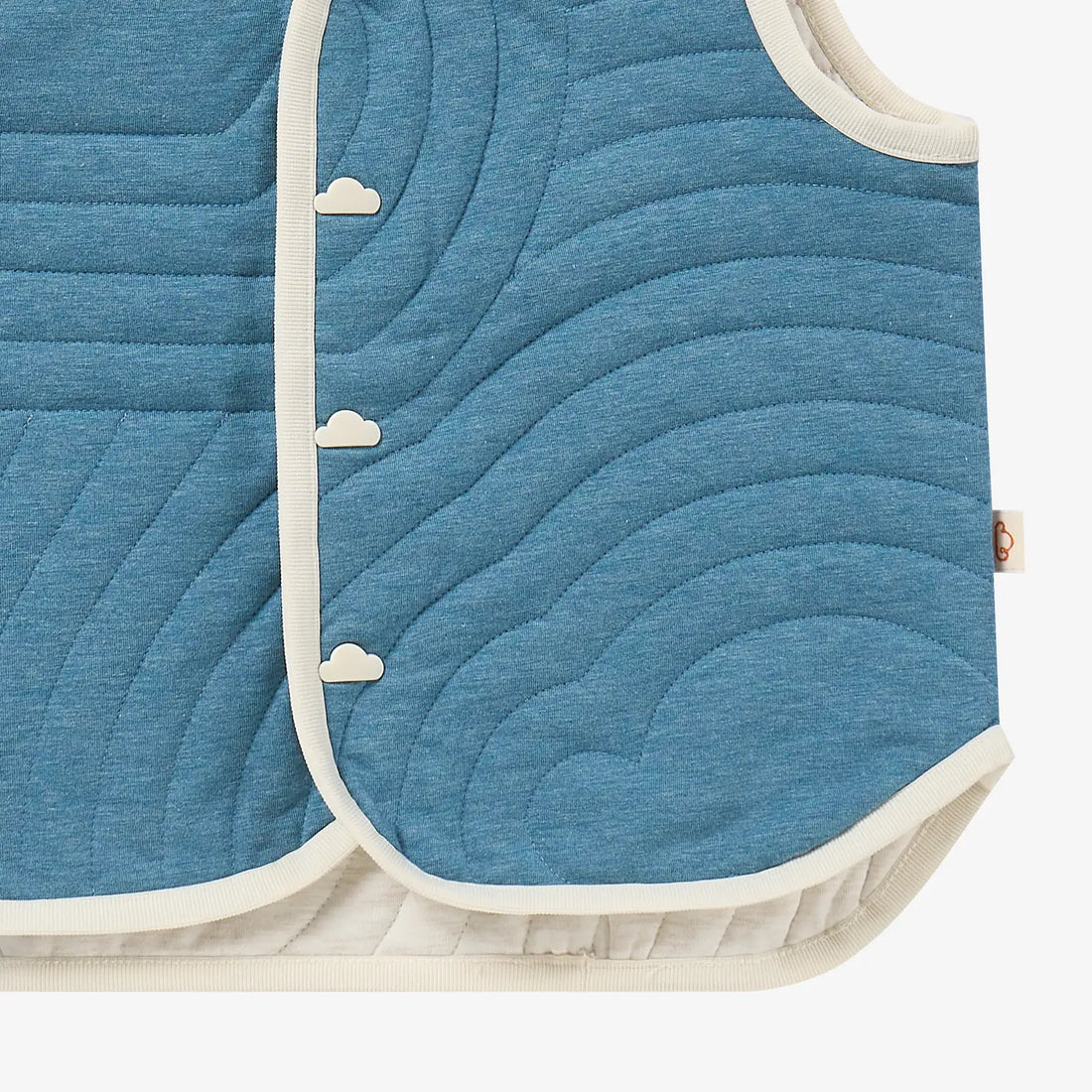 Petite Revery Reversible Vest - Oceanview - fastenings and lower quilting detail