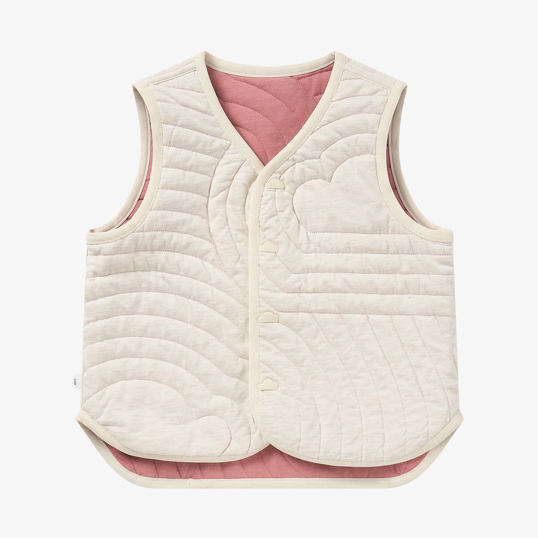 Petite Revery Reversible Vest - Old Rose - cream reverse side