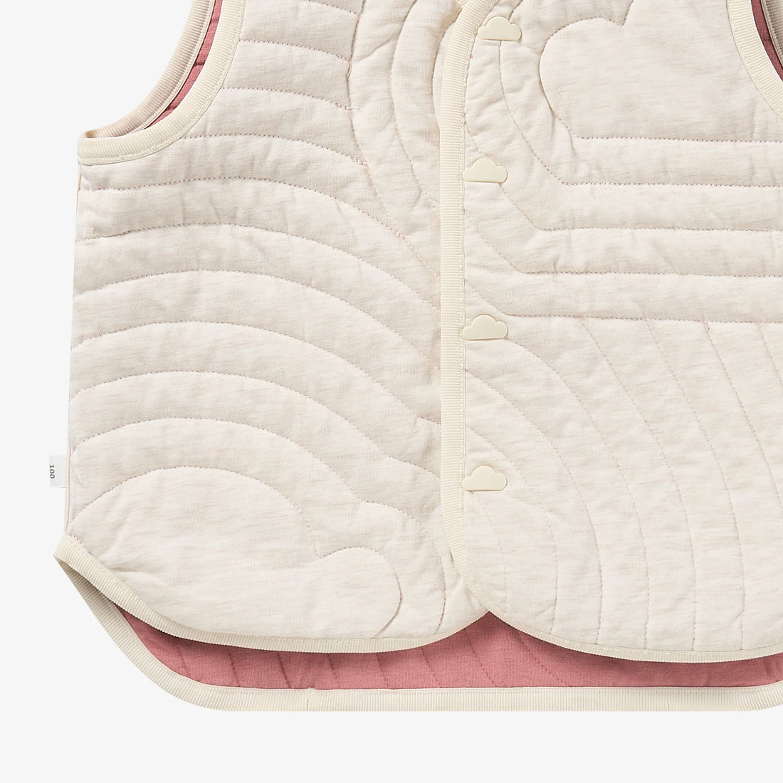 Petite Revery Reversible Vest - Old Rose - reverse pocket and hem detail