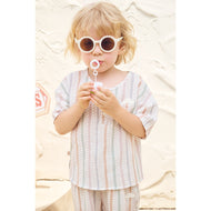 Petite Revery Bamboo Cotton Short Sleeve Tee - Caramel Stripes