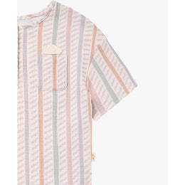 Petite Revery Bamboo Cotton Short Sleeve Tee - Caramel Stripes