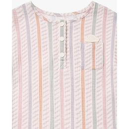 Petite Revery Bamboo Cotton Short Sleeve Tee - Caramel Stripes