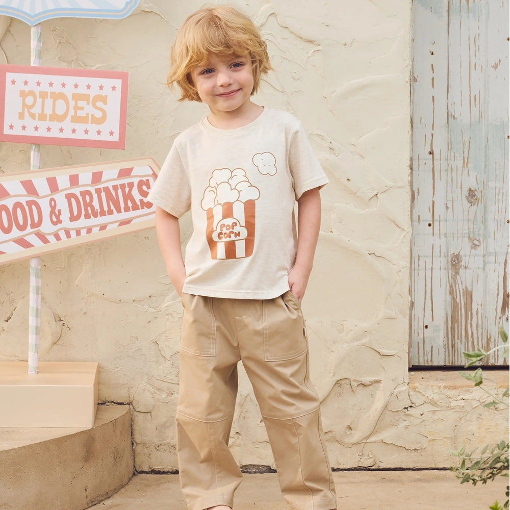 PETITE REVERY Petite Revery Short Sleeve Tee Nimbus Cloud striped popcorn container graphic with cloud popcorn design img 2/6