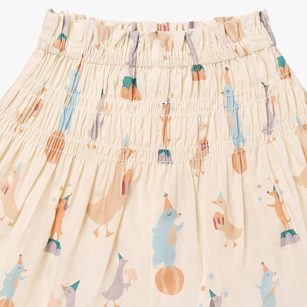 PETITE REVERY Petite Revery Skirt - Carnivale Multi-tiered with elastic shirred rows and party animals print img 5/5