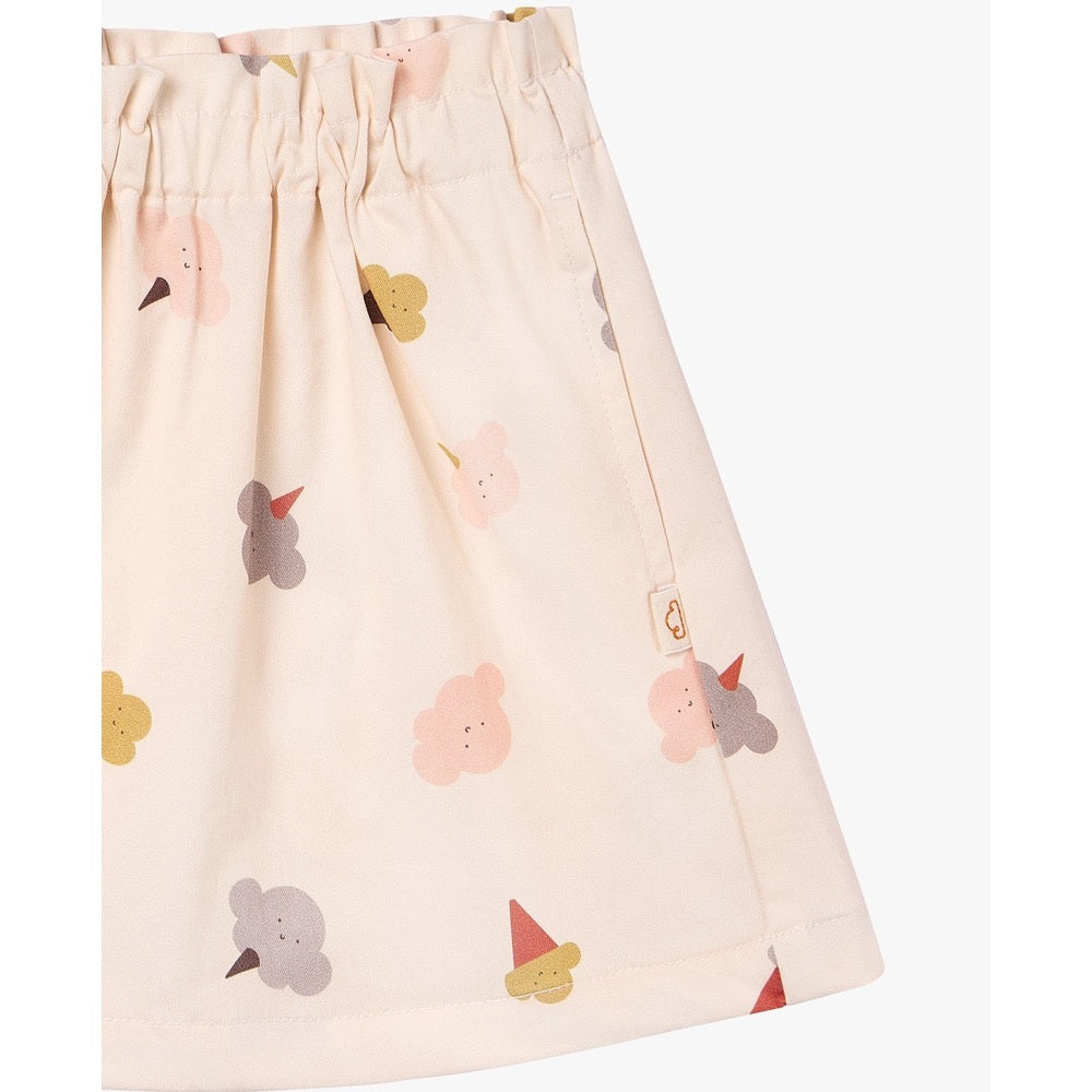 PETITE REVERY Petite Revery Skirt - Dessert Sky smiling clouds and ice cream cone print with elastic waist img 5/6