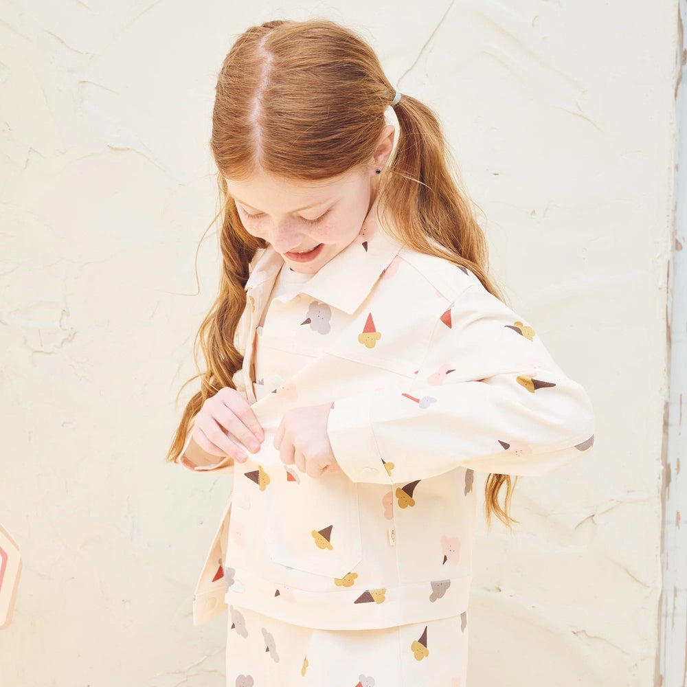 PETITE REVERY Petite Revery Twill Jacket - Dessert Sky ice cream cone print with button-front and pointed collar img 3/6