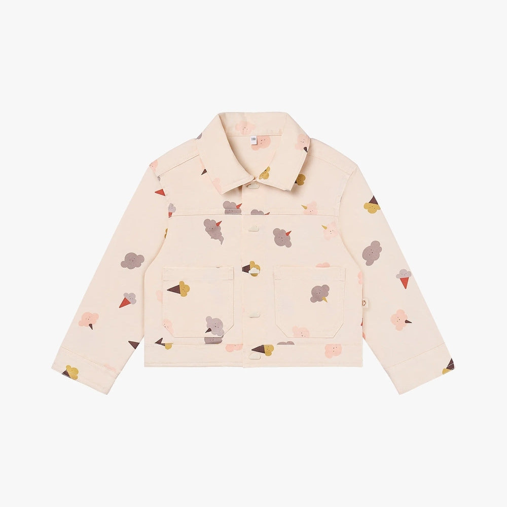 PETITE REVERY Petite Revery Twill Jacket - Dessert Sky ice cream and cloud print with dual chest flap pockets img 4/6