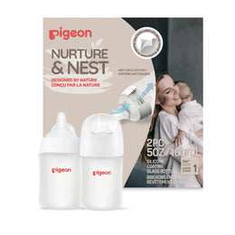 Pigeon Silicone-Coated Glass Bottle 5oz with SS Nipple (0M+) - 2-Pack