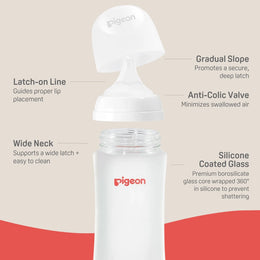 Pigeon Silicone-Coated Glass Bottle 8oz with M Nipple (3M+) - 2-Pack