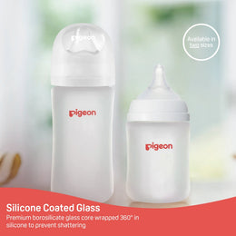Pigeon Silicone-Coated Glass Bottle 5oz with SS Nipple (0M+) - 2-Pack