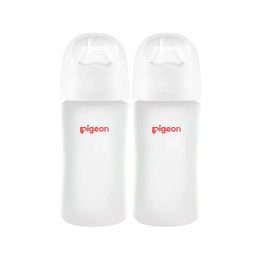 Pigeon Silicone-Coated Glass Bottle 8oz with M Nipple (3M+) - 2-Pack