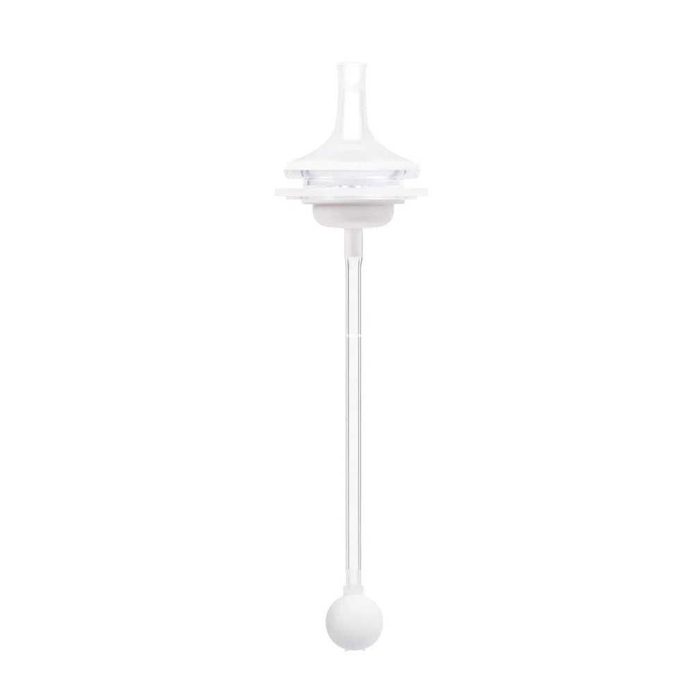 Pigeon Weaning Series Sipper, clear straw with white nipple top and ball end for baby feeding.